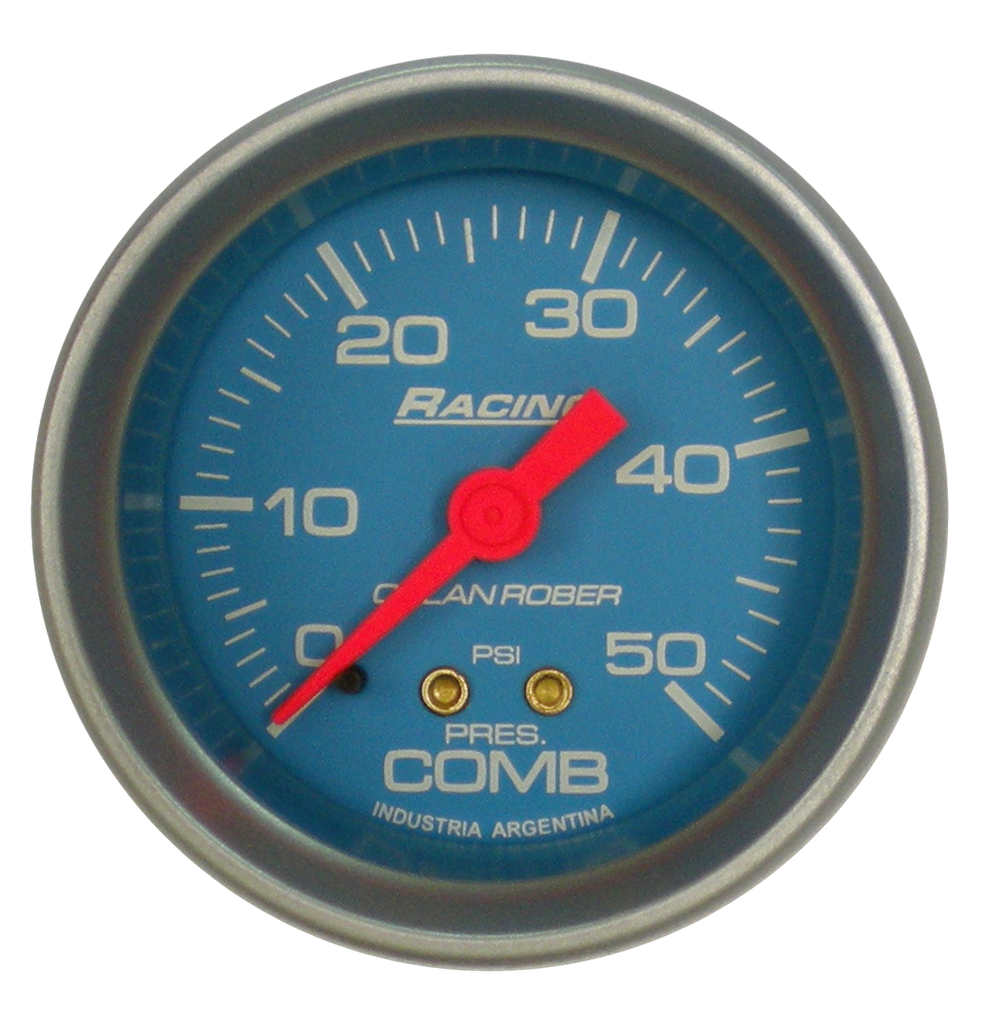OR MANOMETRO MECANICO PRESION COMBUSTIBLE 50PSI 52MM *CELESTE*