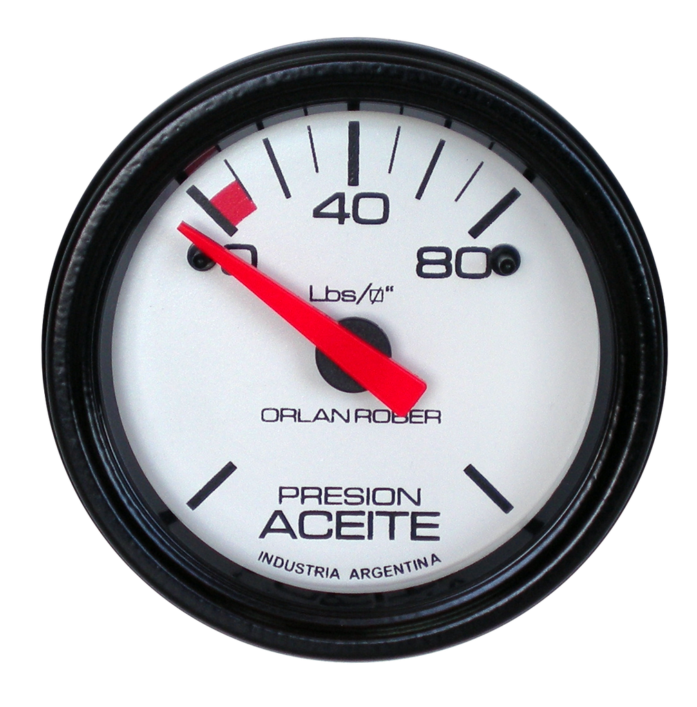 OR MANOMETRO ELECTRICO ACEITE 12V 0-80 LBS 52MM *L.BLANCA*
