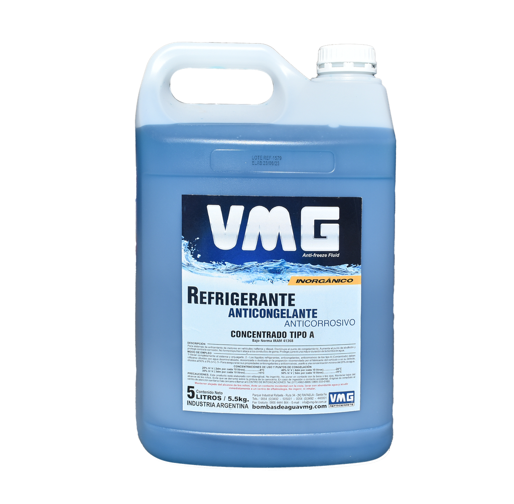 VMG LIQUIDO REFRIGERANTE INORGANICO CONCENTRADO X5 LT AZUL