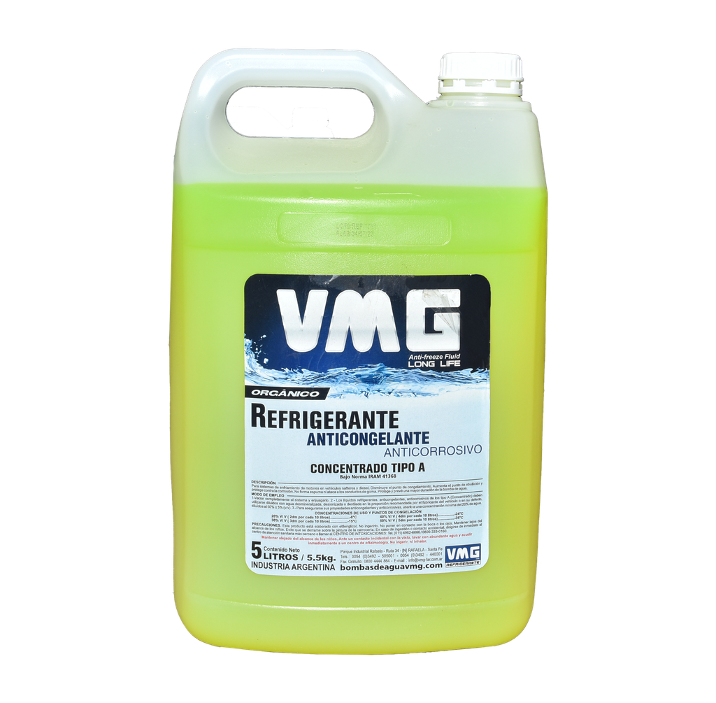 VMG LIQUIDO REFRIGERANTE ORGANICO LONG LIFE X5 LTS AMARILLO