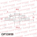 [DF0315.0500] LITTON DISCO FRENO VW BORA 1.6i 1.9TDi FOX 1.6 16V 1.9 CROSSFOX 15" SURAN 1.6 8V 1.9 V/D
