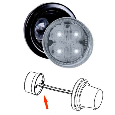 BAIML FARO POSICION ELECTR.BIVOLTAJE 4 LEDS CRISTAL  /CON ARO FLEXIBLE // SALIDA SIMPLE DE CABLES 
