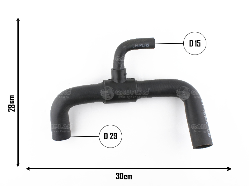 CAUPLAS MANGUERA RADIADOR INFERIOR A BOMBA DE AGUA VW GOL II/III SAVEIRO II/III
