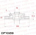 [DF1028.0500] LITTON DISCO FRENO VOLKSWAGEN AMAROK 3.0 18/ TRAS