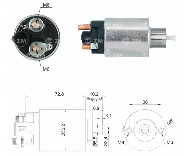 ZM SOLENOIDE 12V CHEVROLET S10 TRAILBLAZER 2.8L