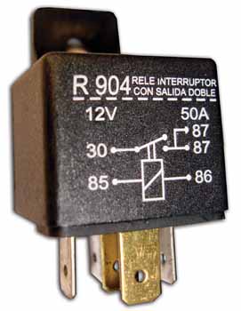 DZE MINI RELAY UNIVERSAL 12V 50A 5T SALIDA DOBLE