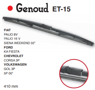 GENOUD ESCOBILLA TRASERA PLASTICA FIAT PALIO - SIENA WEEK 02  /FORD KA - FIESTA // CHEV CORSA 3P // VW GOL 3 PTAS - 5 PTAS