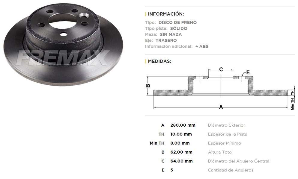 FREMAX DISCO FRENO ROVER 75 TS  