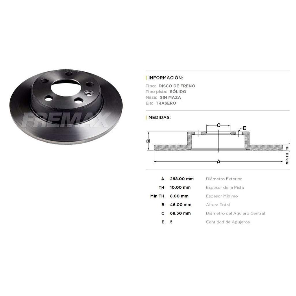 FREMAX DISCO FRENO SEAT / SHARAN TS  