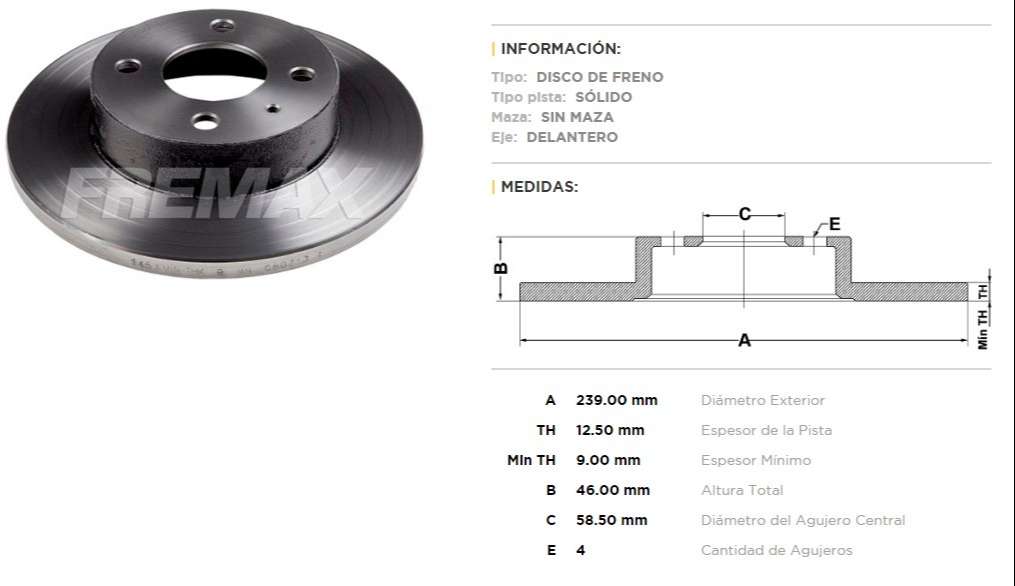 FREMAX DISCO FRENO ALFA 33 86/95 DS  