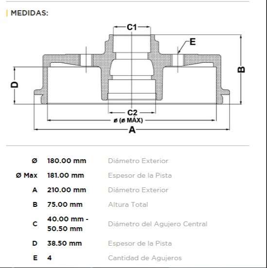 FREMAX CAMPANA FRENO TRAS. VW GACEL SENDA GOL SAVEIRO AUDI 80 90 COUPE SEAT CORDOBA IBIZA TOLEDO C/MAZA