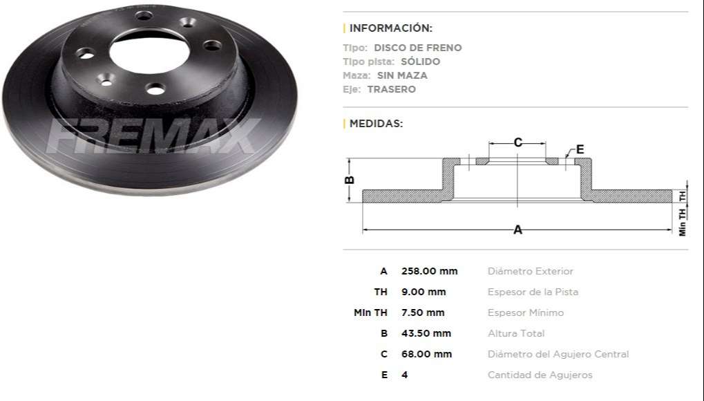 FREMAX DISCO FRENO SAAB 900/9000 TS  