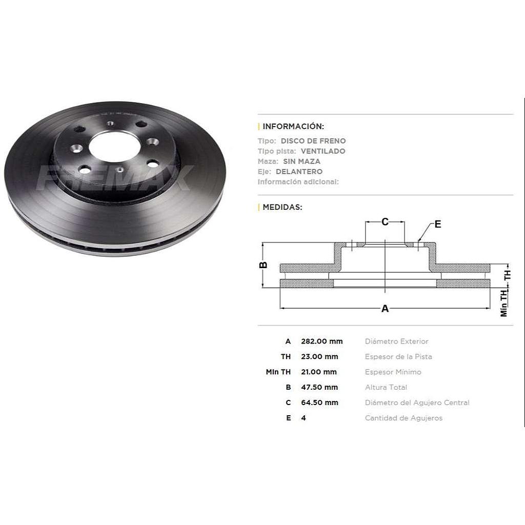 FREMAX DISCO FRENO HONDA PRELUD DV  