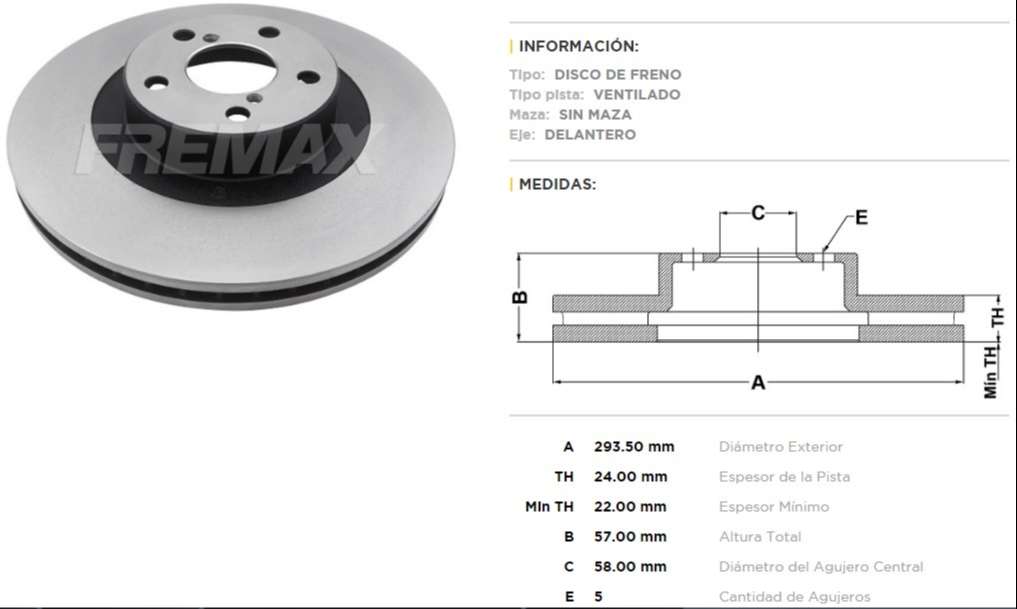 FREMAX DISCO FRENO SUBARU LEGACY DV  