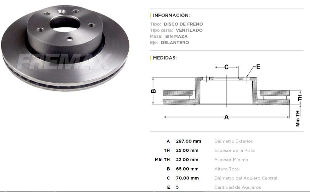 FREMAX DISCO FRENO LAND ROVER DV  