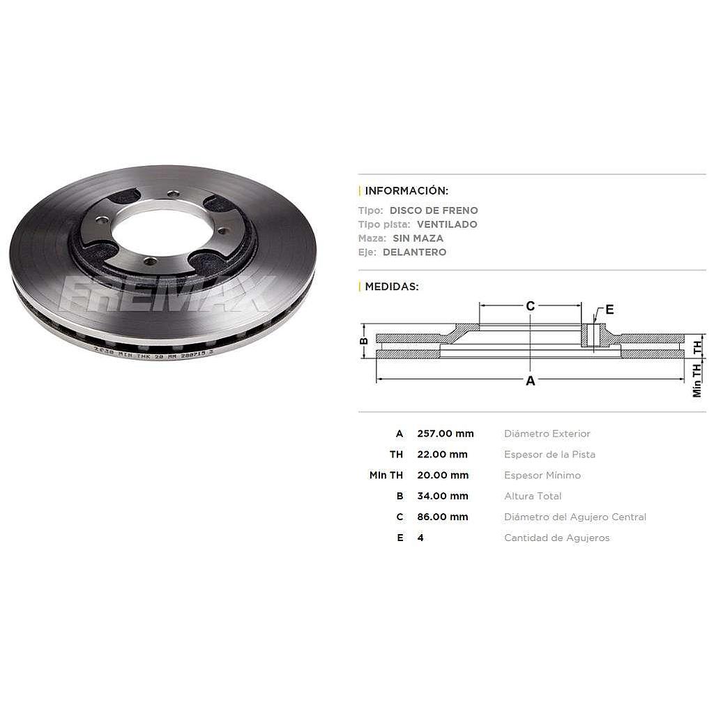 FREMAX DISCO FRENO HYUNDAI ELANTRA 96>DV  