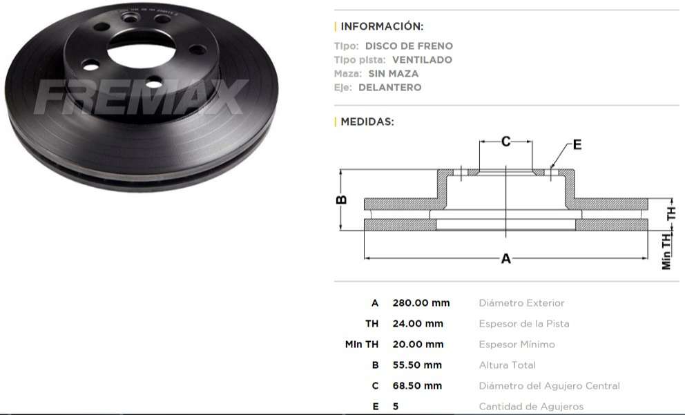 FREMAX DISCO FRENO TRANSPORTER 96> DV  