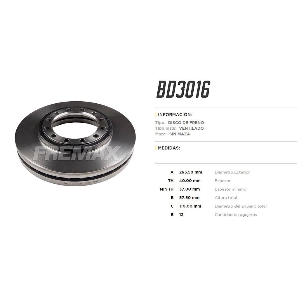 FREMAX DISCO FRENO ISUZU NPR DEL. VENTILADO 97-99  