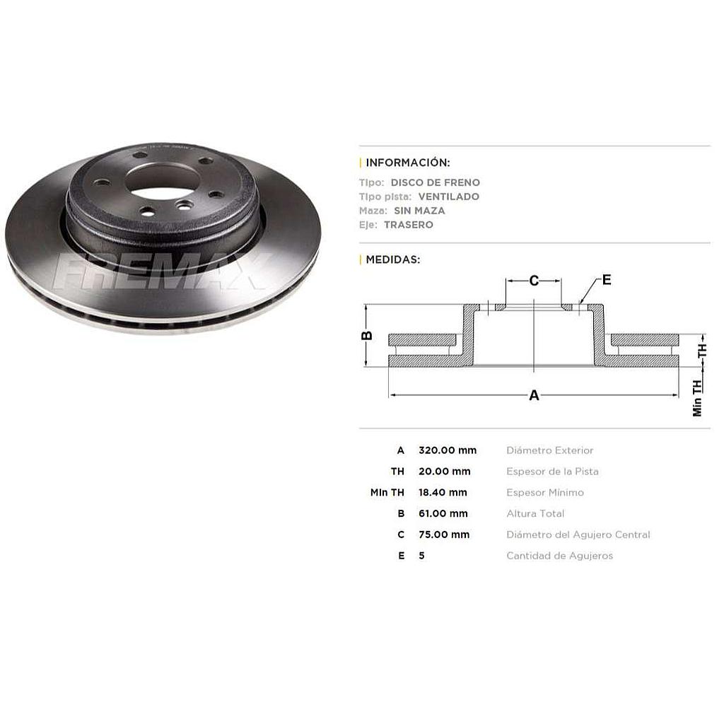 FREMAX DISCO FRENO BMW 520D/520I/523I/525  