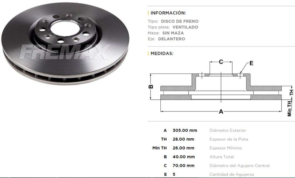 FREMAX DISCO FRENO FIAT TORO JEEP RENEGADE