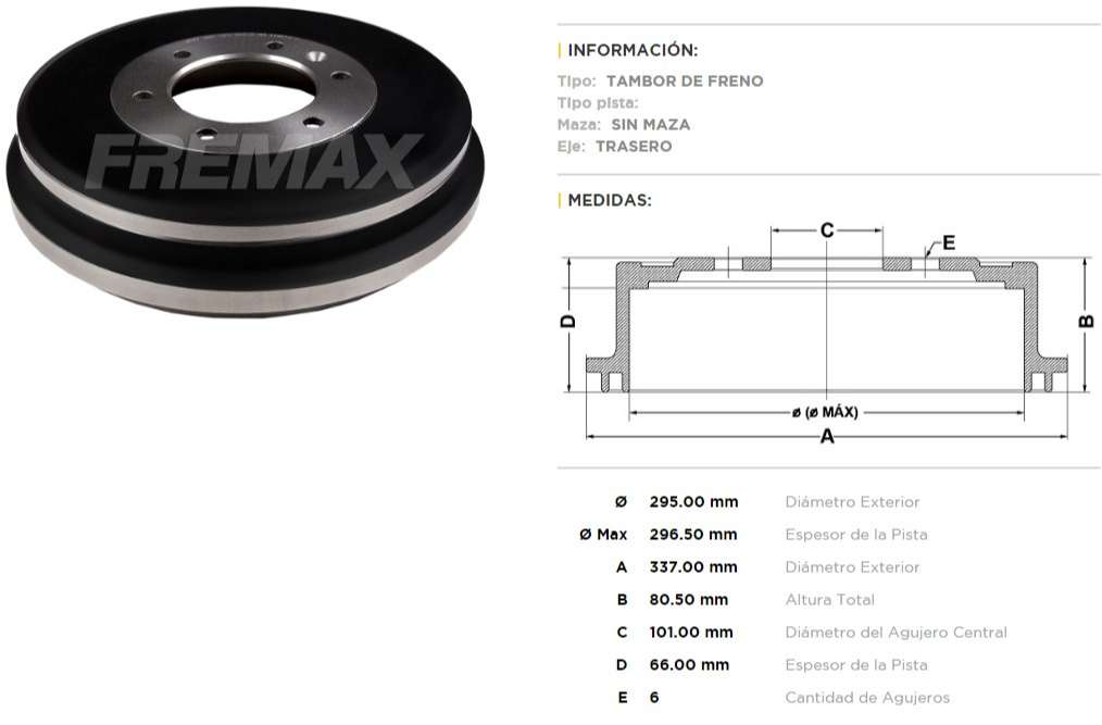 FREMAX CAMPANA FRENO CHEVROLET S10 4x2 - 4x4 C/ABS '12