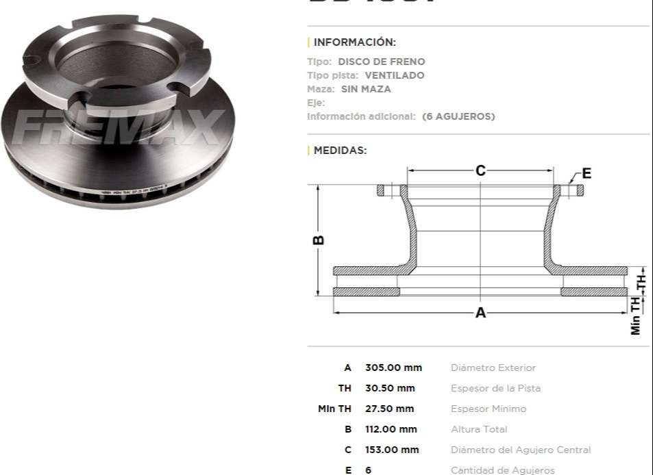 FREMAX DISCO FRENO F-4000 96> DT V  