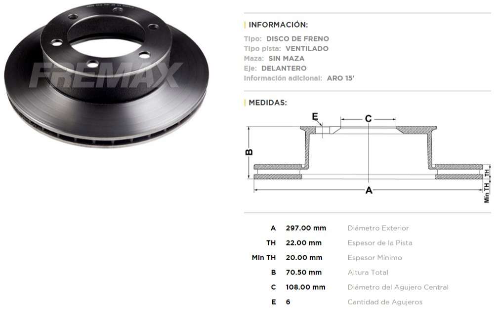 FREMAX DISCO FRENO HILUX 97/98 DV