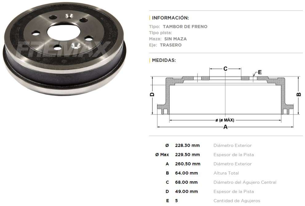 FREMAX CAMPANA FRENO DUSTER 1.6/2.0  
