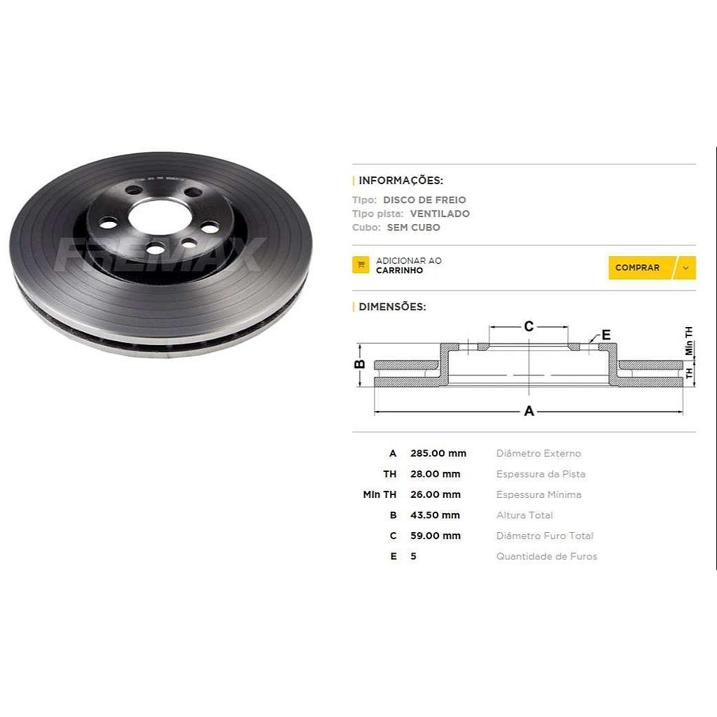 FREMAX DISCO FRENO P 807 2002> D V  