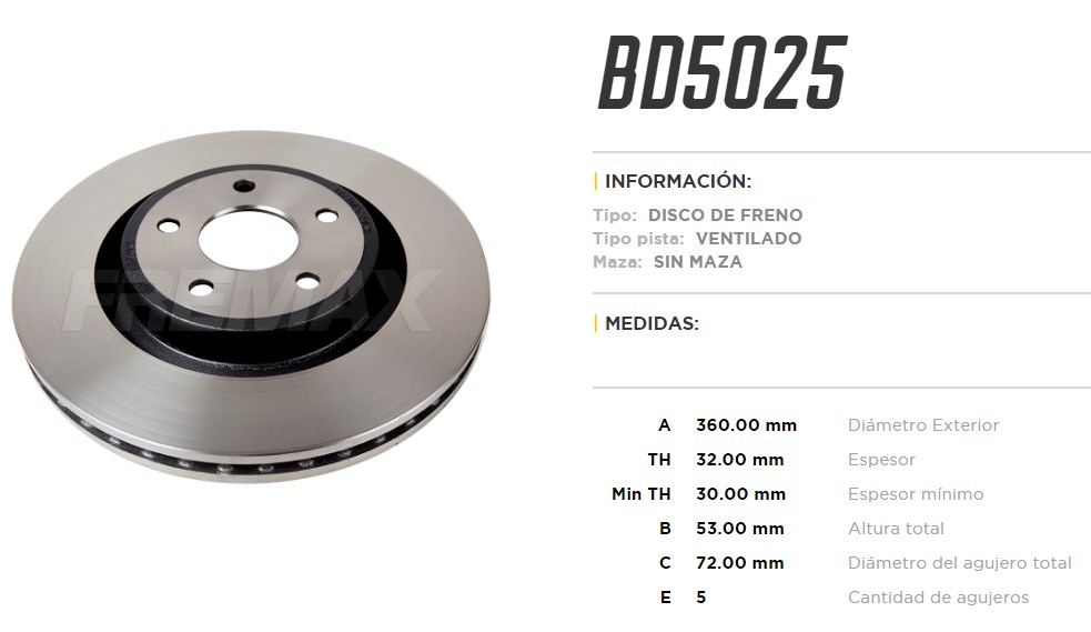 FREMAX DISCO FRENO JEEP GRAND CHEROKEE SRT 8 6.1 DV  