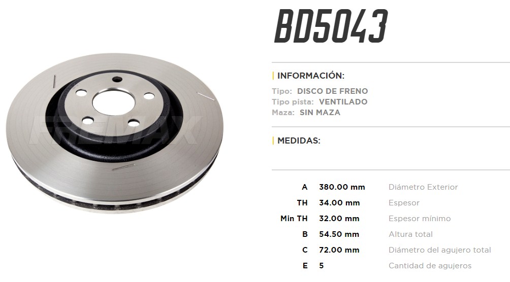 FREMAX DISCO FRENO JEEP GRAND CHEROKEE SRT-8 2011> D V  