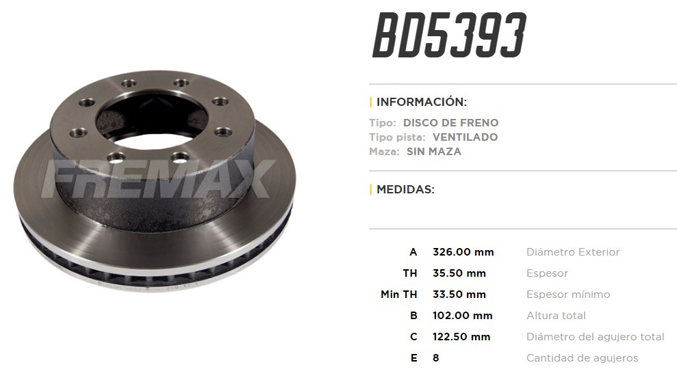 FREMAX DISCO FRENO DODGE RAM 00/02 DV  