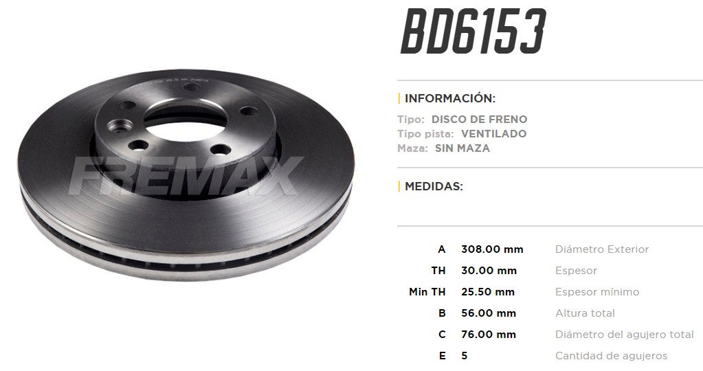 FREMAX DISCO FRENO TRANSPORTER T5 1.9  