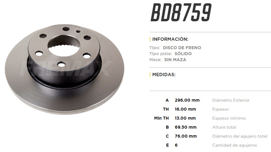 FREMAX DISCO FRENO IVECO DAILY 35.10 / 35S14 / 35C14 06> T S  