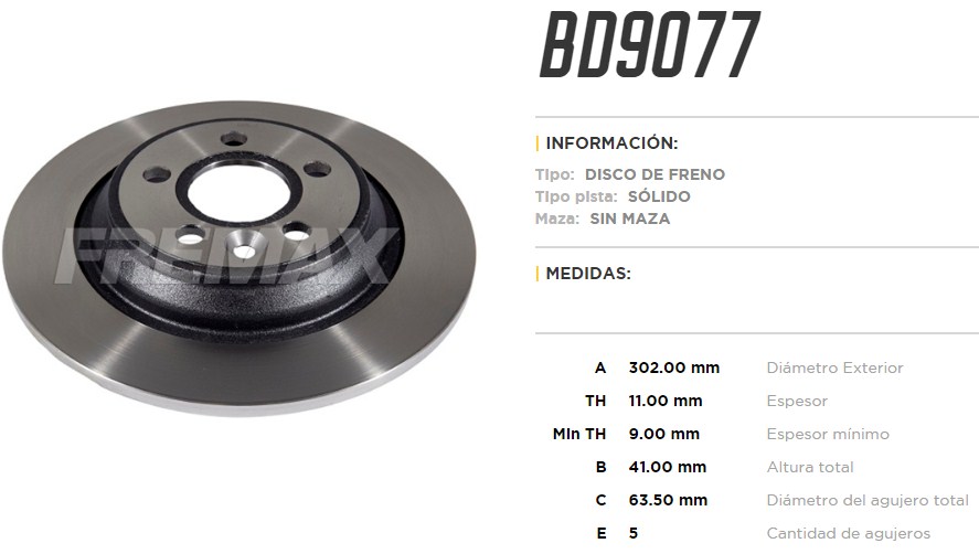FREMAX DISCO FRENO VOLVO S60 / S80 / V70 2008>  