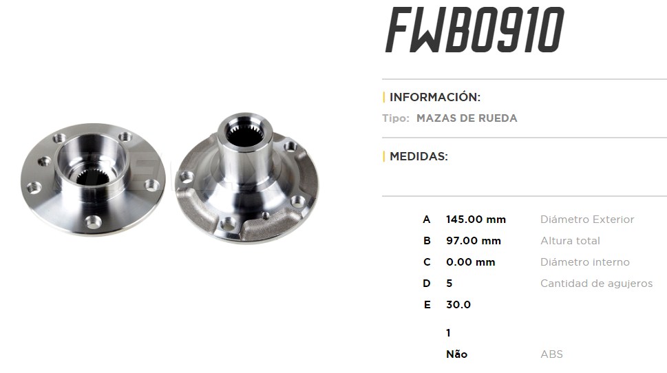 FREMAX MAZA RUEDA TRAS.BMW X5 3.0 XDRIVE 35I 11> S/ABS  
