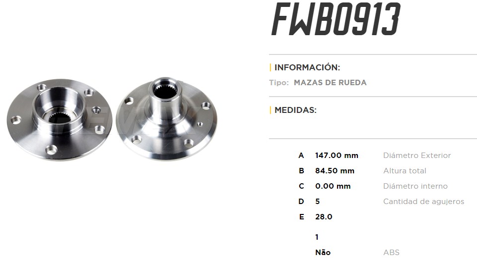FREMAX MAZA RUEDA TRAS.BMW 328I 2.0 12> BMW 335I 3.0 12/15  /S/ABS 