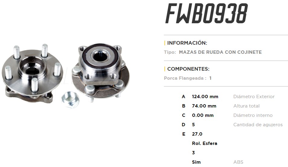 FREMAX MAZA RUEDA DEL.SUBARU FORESTER / IMPREZA / LAGACY  /C/ABS 