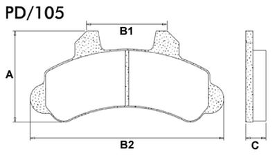 FRASLE PASTILLA EJE DELANT. 17MM  /CHEVROLET PICK UP A - C - D 93/94  /FORD F1000 4X4 93/94 SISTEMA BENDIX