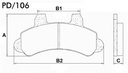 [PD106.0332] FRASLE PASTILLA EJE DELANT. 17MM  /CHEVROLET SILVERADO 97> PICK UP 94/97 - BONANZA 94>  /FORD F100 4X4 99>  SISTEMA BENDIX