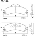 [PD110.0332] FRASLE PASTILLA EJE DELANT. 16MM  /CHEVROLET S10 - BLAZER 4X4 97> SISTEMA DELPHI