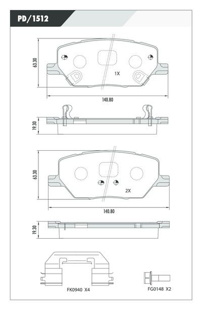 FRASLE PASTILLA EJE DELANT. 19.30MM FIAT 500 1.4 16V 18> JEEP RENEGADE 1.8 2.0 16> COMMANDER 2.0 TD AT9 4X4