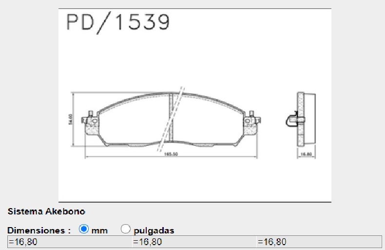 FRASLE PASTILLA EJE DELANT. 16.80MM NISSAN FRONTIER  14> 4x4 RENAULT ALASKAN