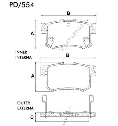 FRASLE PASTILLA EJE TRASERO 14.60MM  /ACURA CL 97/99 - INTEGRA 00/01 -  /HONDA ACCORD 02> CIVIC 05>