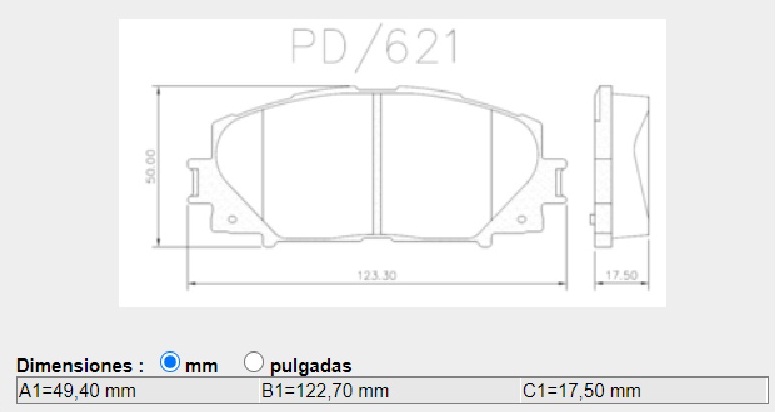 FRASLE PASTILLA EJE DELANT. 17.50MM  /TOYOTA YARIS 06> - COROLLA FIELDER 1.8 05/08 