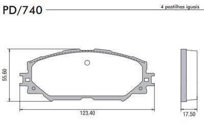 FRASLE PASTILLA EJE DELANT. 17.50MM  /TOYOTA COROLLA 06/13 - PRIUS V 12/13 
